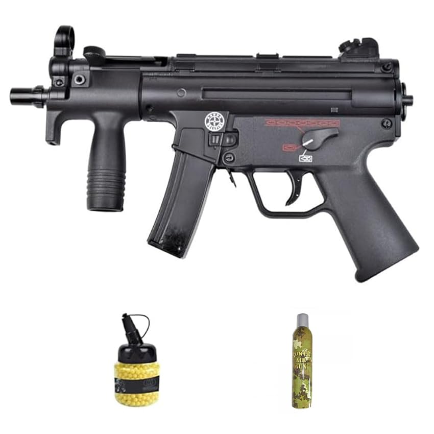 Well G55K Tipo MP5 blowback gren Gas (6 mm) | Fucile Airsoft (pallini in PVC) Calibro 6 mm + caricatore 1000 pallini 0,12 g + Green Gas. Sistema Blowback (Potenza: 0,9 joule)