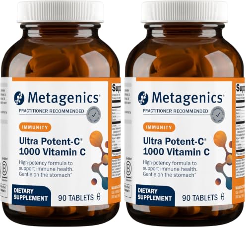 Image of Metagenics Ultra Potent-C 1000 - Buffered Vitamin C Supplement with Antioxidant Support - Supports Immune Health, Collagen Formation & Stomach Comfort - Non-GMO & Gluten-Free - 90 Tablets (Pack of 2)