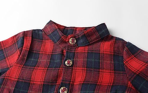 Mud Kingdom Little Girls Christmas Shirt Dress Buffalo Check Long Sleeve Button Down Plaid Princess Dress3