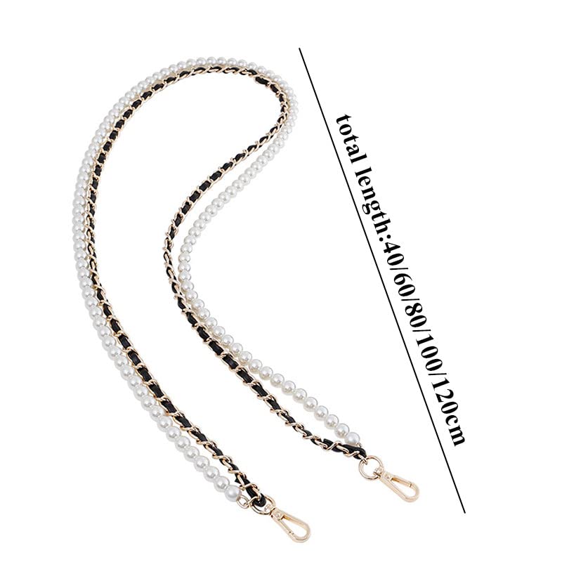 Łańcuszek do torebki，Pasek do torebki, 40-120cm perłowy łańcuszek pasek moda damska pasek do torby na łańcuszek do torby Crossbody pasek perłowy metalowy łańcuszek do torebek mini pasek do torebek(120
