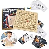 【Holz Multiplikationsset】Montessori Multiplikationsbrett Ausgestattet 1 Multiplikationsbrett (22,5CM x 22,5CM), 2 Würfeln und 100 Lernkarten sowie 4 Spielfiguren. Helfen Sie Ihrem Kind, die Multiplikation einfach und schnell zu lernen.