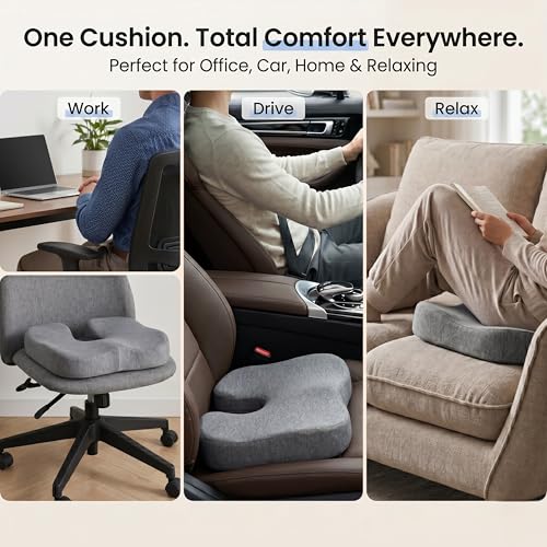 Image of Coccyx Cushion Gel Memory Foam Seat Cushion for Chair Orthopedic Tailbone Support Car Seat Cushions for Sciatica Relief Ergonomic U Shape Design for Office Car and Home