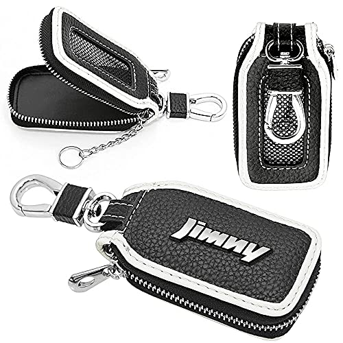 JB23W 64W JA11 12 タイプ12 J2 BW スズキ 新型ジムニー エンブレム付 キーケース ブラック/ホワイト キーホルダー 窓付 スマートキー 牛革製 客注品 ブラガ