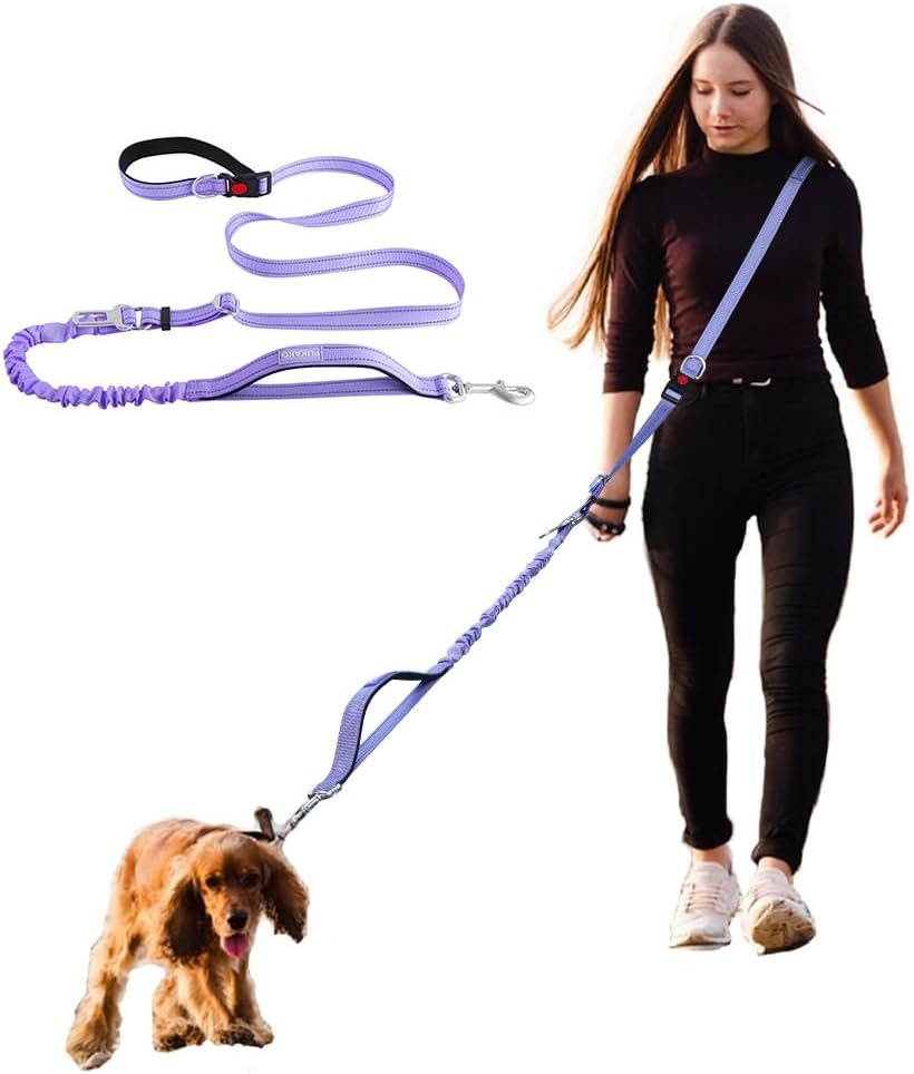 犬 リード 犬のリード ショルダーリード 犬用リード 中型犬 大型犬 小型犬 犬の 斜めがけリード 肩掛け 散歩 ペット用品 軽量 肩 ハンズフリー レーニングリード パープル