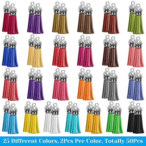 Cridoz KT-03 Keychain Tassles, Cridoz 200Pcs Bulk Keychain Rings Set Includes 50Pcs Tassels thumb #2