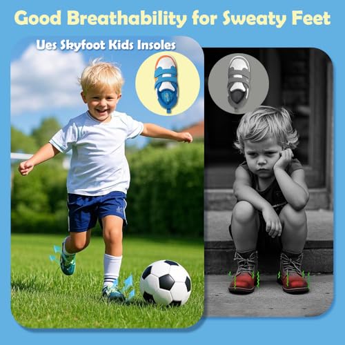 Image of Skyfoot Kids Shoe Inserts, 2 Pairs Breathability Soft Cushioning Children's Sports Athletic Replacement Insoles for Childs' Worn Insert, Sweaty Feet, Shoes' Comfort Fit (Blue, Toddler: 9-12.5)