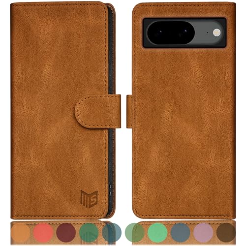 Étui protection Pixel 8 5G avec fentes cartes et blocage RFID marron