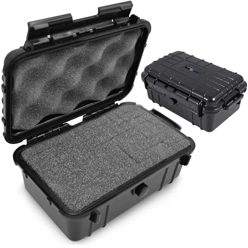 CASEMATIX 8' Waterproof Small Hard Case with Customizable Foam for Portable Electronics, Tools and Accessories - Hard Shell Small Plastic Case with Pre-Diced Travel Case Foam Interior