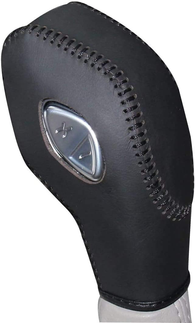 Black Genuine Leather PU Carbon Fiber OEM Car Gear Shift Knob Cover for Ford Escape 2013 2014 2015 2016 2017 2018 2019 Interior Accessories (Black Leather,Black Thread)