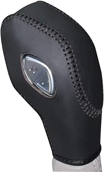 Black Genuine Leather PU Carbon Fiber OEM Car Gear Shift Knob Cover for Ford Escape 2013 2014 2015 2016 2017 2018 2019 Interior Accessories Black Leather,Black Thread