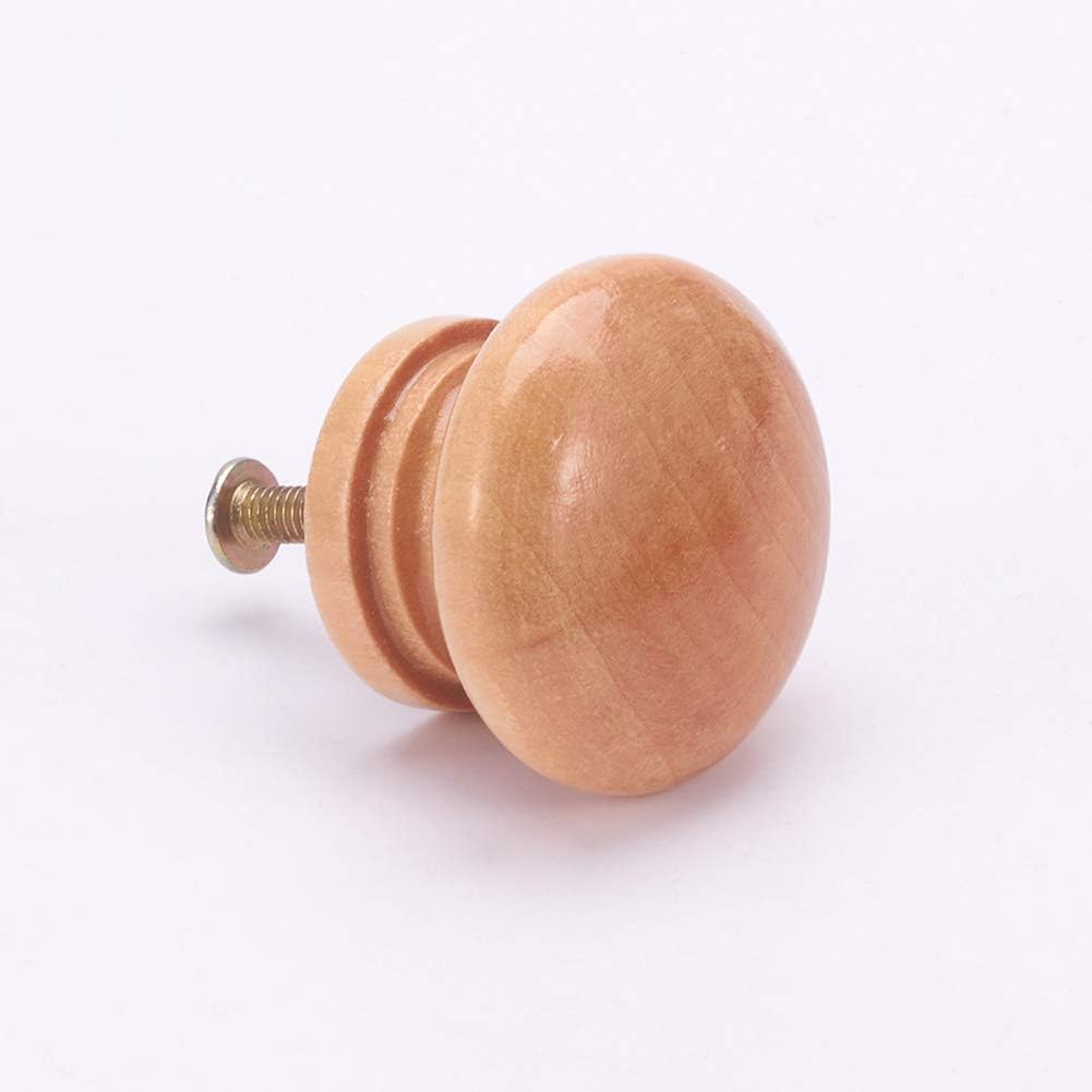 10PCS Round Wood Knobs 34x25mm/1.34"x 0.98"(DxH) Cabinet Furniture Kitchen Varnish Pulls Handles for Dresser Drawer Wardrobe Solid Wood Material