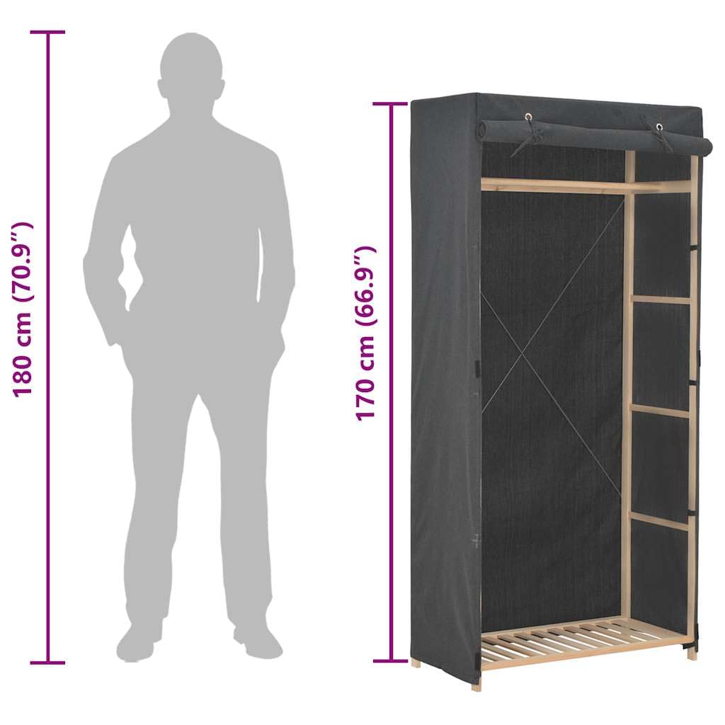 vidaXL Garde-Robe Penderie Armoire de Rangement Stockage Vêtements Meuble de Rangement Organisateur Chambre à Coucher Chaussures Gris Tissu