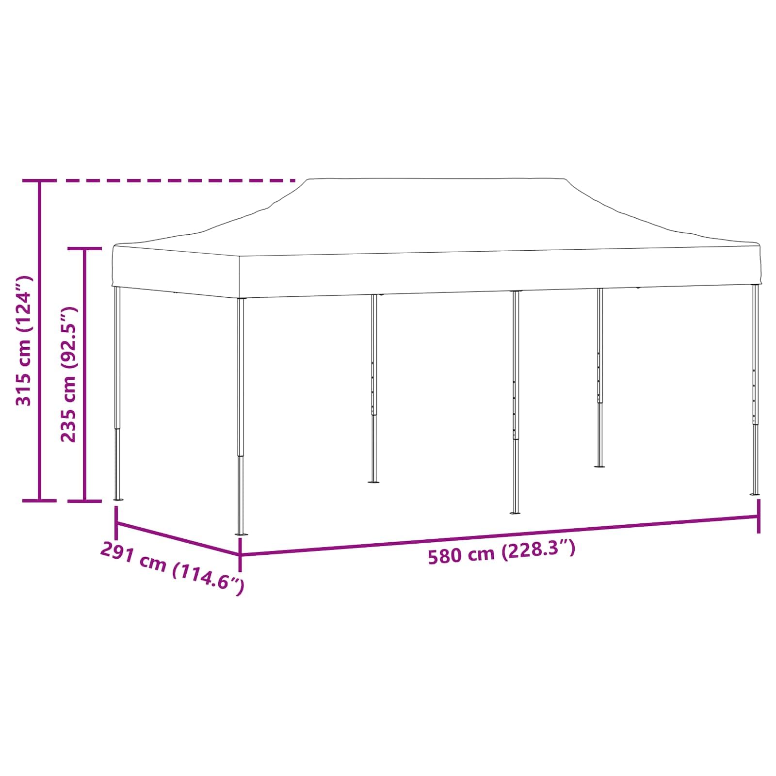 Namiot imprezowy z tkaniny Oxford, antracyt, 291 x 580 x 315 cm, składany z malowaną proszkowo stalową ramą, ochrona przed promieniowaniem UV i deszczem, na imprezy ogrodowe