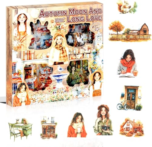Image of FunBlast Self Adhesive 640Pcs /100 Sheets, Flowers Bloom in All Seasons Stickers, Retro Decorative Sticker's for Scrapbook, Japanese Style Sticker's for Project, Journals, Scrapbooking (Autumn)