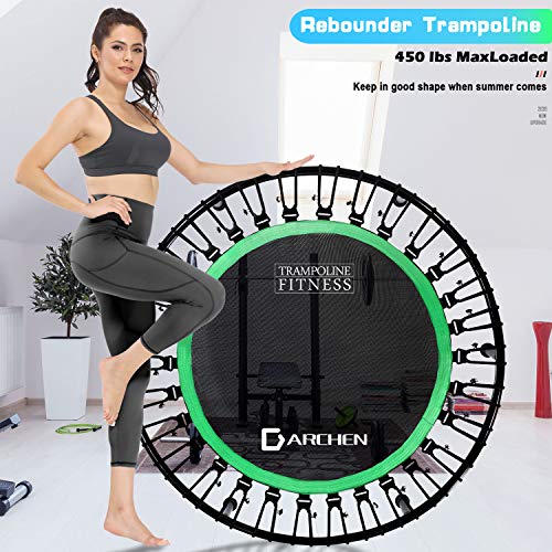 DARCHEN 450 lbs Mini Trampoline for Adults, Indoor Small Rebounder Exercise Trampoline for Workout Fitness, 450 lbs Max-Load Bungees for Quiet and Safely Cushioned Bounce, 40 Inch Gym Trampoline