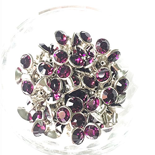 100 Sets Cz Colorful Crystal Rivets Silver Color Spots Studs Double Cap for DIY Leather-Craft