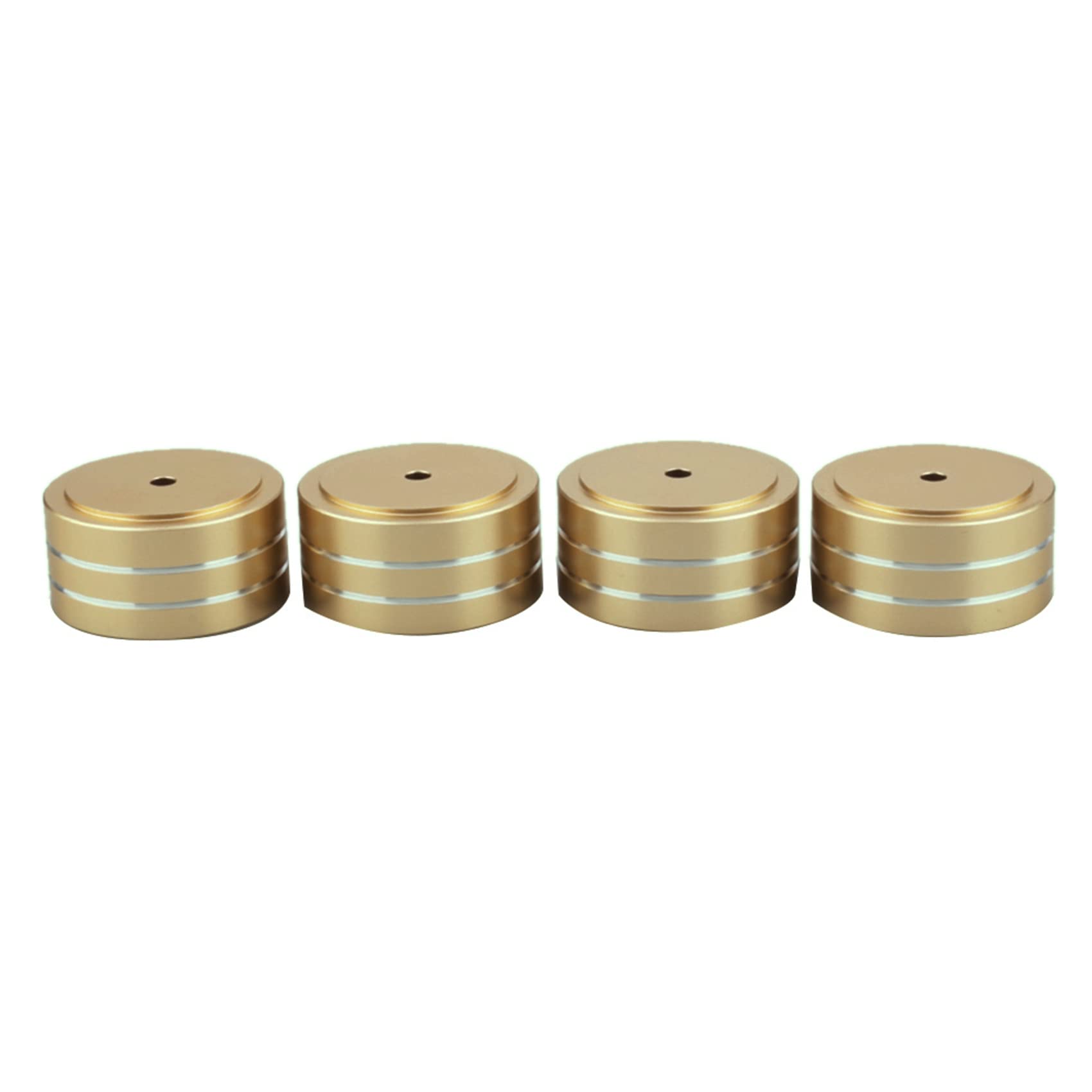 20 Piezas 40X20mm Aluminio HiFi AMP Soporte de Aislamiento de Altavoz Almohadilla de Pie para Tocadiscos (Dorado)