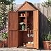 Aoxun Gartenhaus Holz wetterfest mit 3 Einlegeböden & Asphaltdach, kompakter Gartenschrank wetterfest Outdoor mit Magnetverschluss, stabile Holzlagerung für Garten Balkon Terrasse