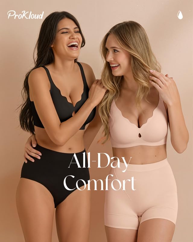Image of ProKloud Bras for Women No Underwire Wireless Jelly Bras Full Coverage Seamless Push Up Bralettes Support Tshirt Bra