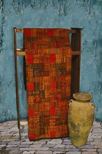King-size Red/Earth Tones Guatemalan Patchwork Quilt Set