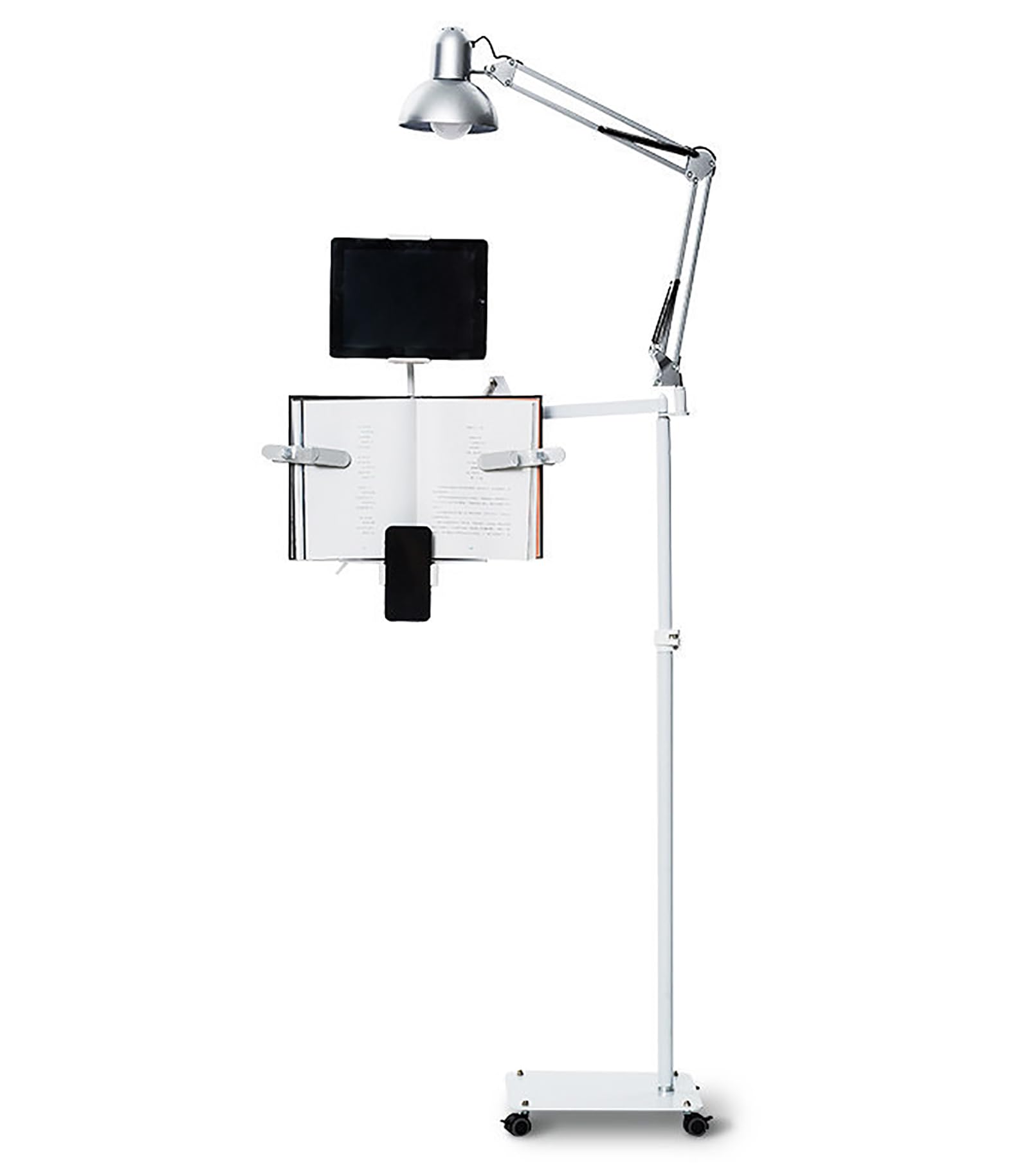 Soporte De Lectura Para Suelo, Soporte Para Libros Para Leer En La Cama, Con Ruedas, Lámpara De Control Remoto De Temperatura De 3 Colores, Para Libros De Texto, Revistas, Teléfonos Móviles