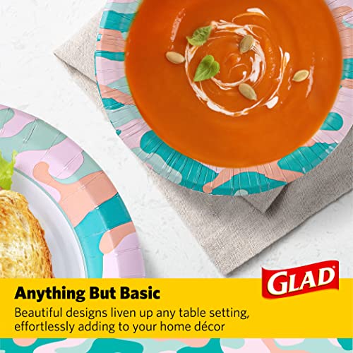 Glad Artigos de jantar camuflados para mesa, tigelas de papel de 473 ml - 40 unidades