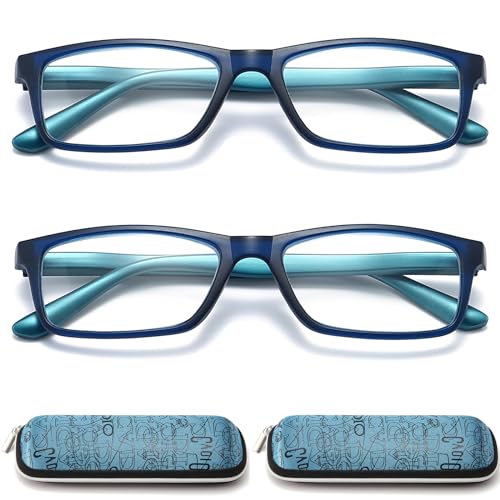 RaoOG Reading Glasses Men Women Blue Light Blocking - 2 Pairs Computer Readers Lightweight Anti-blue Eyeglasses +2.75