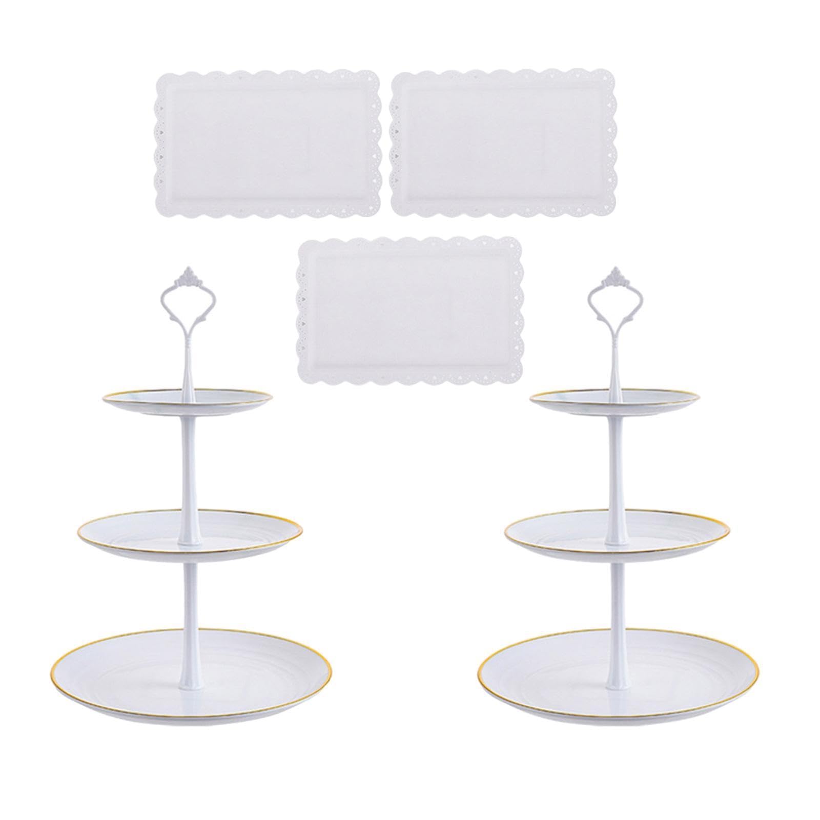 MagiDeal 2 Soportes para Cupcakes 3 Niveles, Soportes Servicio escalonados con 3 bandejas Blancas, Mesa Decorativos, estantes exhibición para, Style C