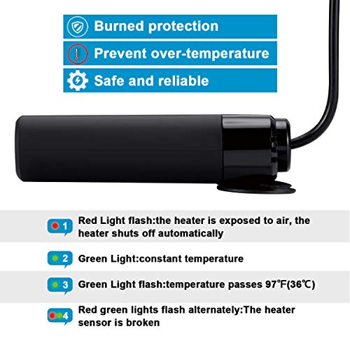 image for AQQA Mini Submersible Aquarium Heater 15W,79℉(26℃) Constant Temper