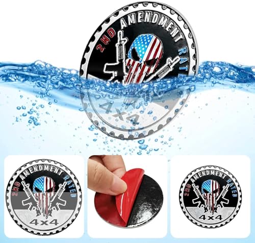 Image of 1Pc Black Exterior Accessories, 2ND Amendment Badge Rated Car Emblem,4 x 4 Metal Automotive Badge 3D Metal Car Badges Emblems Round Emblem Decals, Car Badge Decals Stickers,Trucks SUV Badge,Automotive