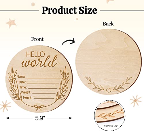 Wooden Baby Announcement Sign, 5.9" Hello World Newborn Sign, Birth Announcement Sign, Baby Name Announcement Sign For Hopspital Photo Prop Baby Nursery Gift #TOP4