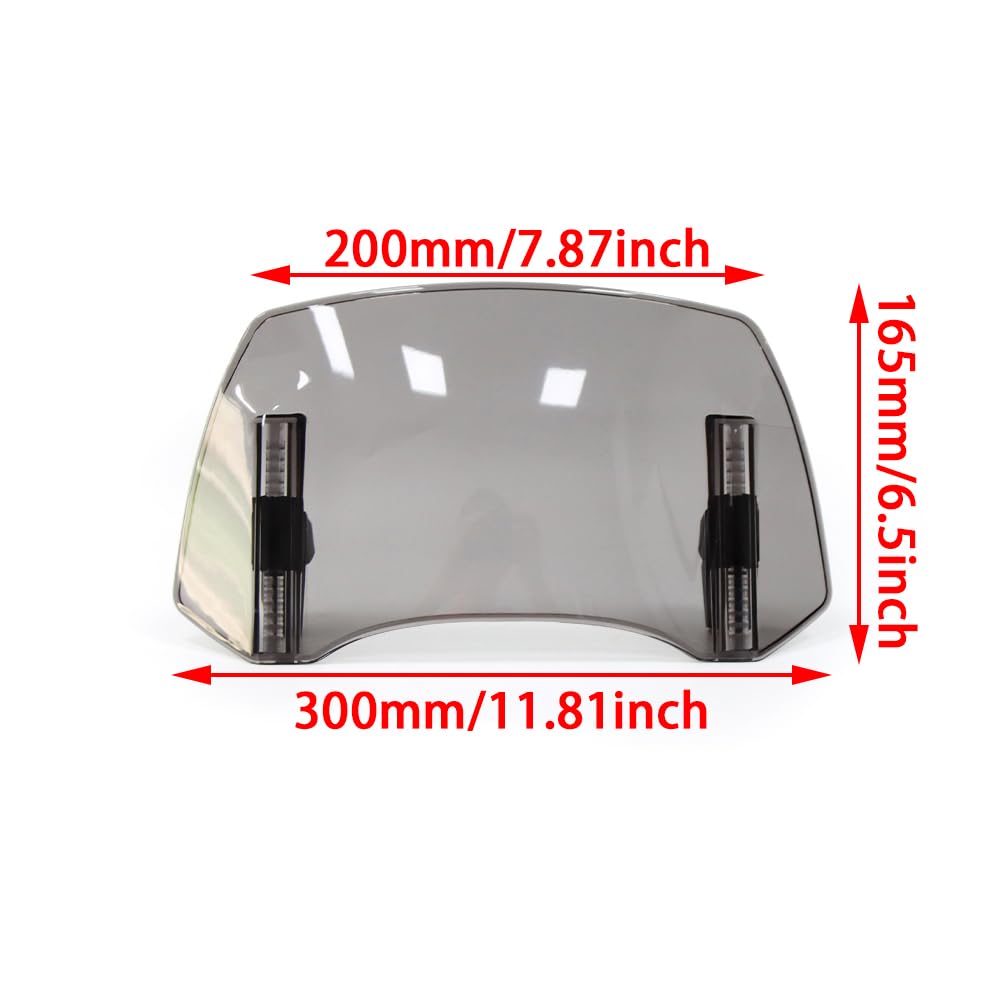 Parabrezza Moto per Yamaha Tracer 7 GT 7gt Tracer 7, Cupolino Parabrezza Moto Estensione del Parabrezza per Moto Moto Parabrezza Deflettori Deflettore Antivento per Moto,300mm-Gray