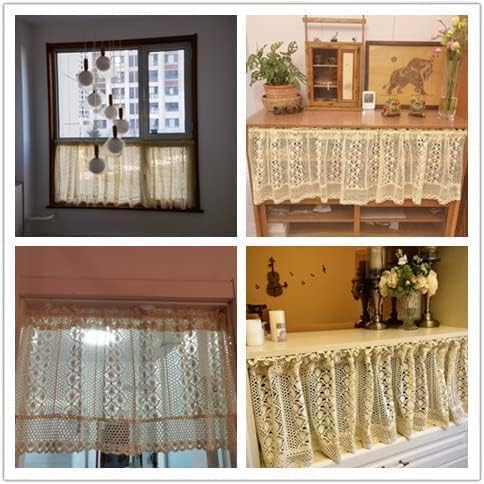 Miniatura 5 de Cenefa de cortina rústica bohemia para ventana de cocina, casa de campo, hecha a mano, cortinas de ganchillo para decoración de café, divisor de