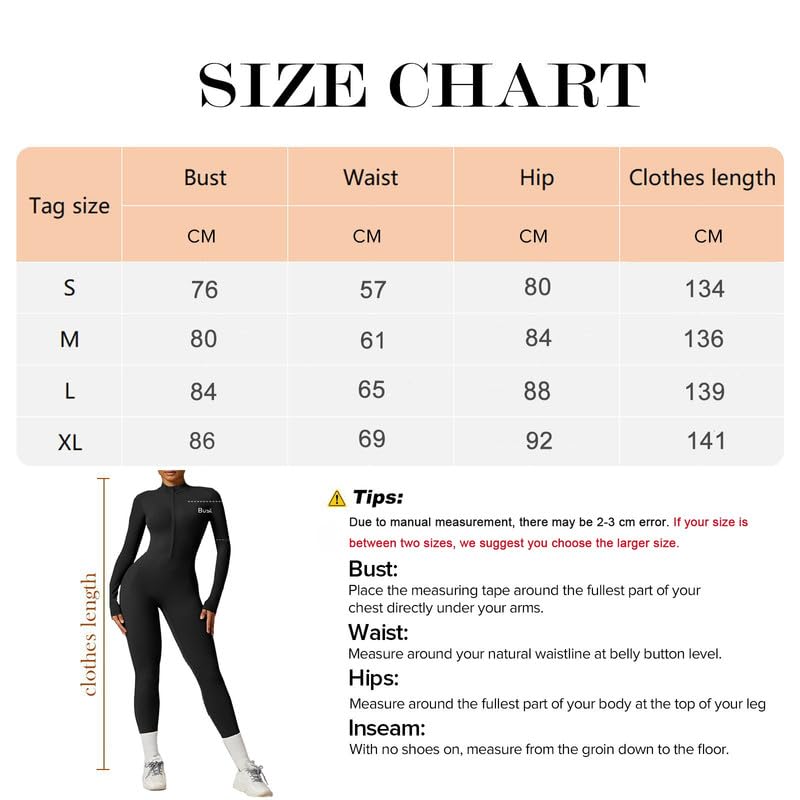 Vmhkjo Jumpsuit Damen Lang Eng Langarm Reißverschluss Overall Einteiler Yoga Bodycon Bodysuit Einteiler Romper Ganzkörperanzug,Schwarz,S
