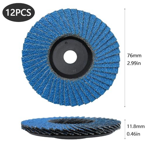 Aoyswuz 12 Stück 76 mm Fächerscheiben 60 Körnung Lamellenscheiben Mittelloch 10mm für Winkelschleifer Polieren