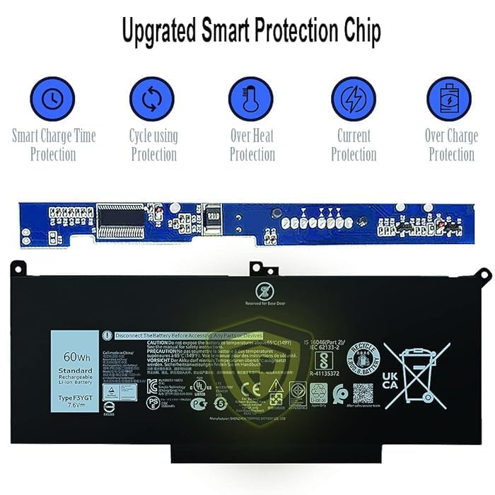 Image of R & I F3YGT 7.6V 60Wh Laptop Batteries Compatible with Dell Latitude 12 7000 7280 7290 13 7380 7390 14 7480 7490 E7280 E7480 E7290 E7380 E7390 E7490, Fits 2X39G DM3WC 0DM3WC DM6WC KG7VF