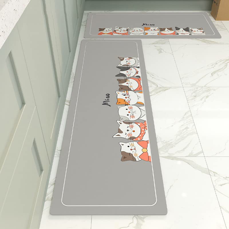 AUTOYSURKitchen Mats 2 PCS, Waterproof & Non-Slip Kitchen Rugs, Mats for Kitchen Floors, Offices & Laundries, Durable Resilient Kitchen Rug Set with Stylish Design