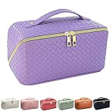 SLIFOUE Large Capacity Travel Cosmetic Bag,Makeup Bag,Waterproof Portable PU Leather Makeup Organize