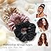 YFONG 3 PCS 100% Mulberry Silk Scrunchies for Women Girls, 22 Momme Soft Hair Ties for Frizz & Breakage Prevention, Elastic Ponytail Holders Gentle And No hurt, (Pink+Black+Champagne)