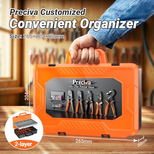 Preciva Spade Connector Crimping Kit, 28 Types Wire Connector Kit Wire Crimper AWG 22-13 with 420PCS Female Male Spade Connectors 2.8MM-6.3MM and 270 PCS Insulation Sleeves by Preciva - Image 7
