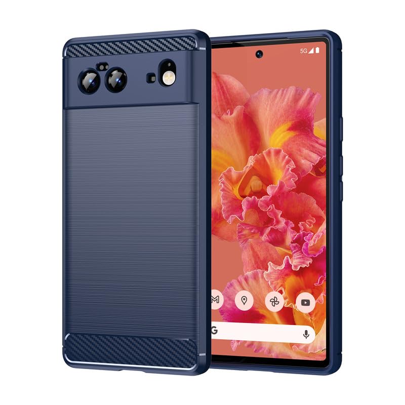 Image of Hybrid Carbon Fiber Back Case for Google Pixel 6 (Blue)
