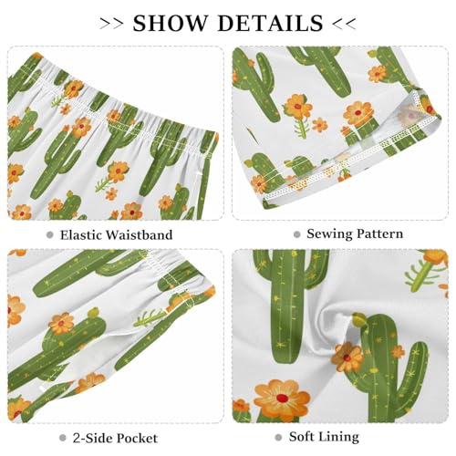 ALAZA Funny Blossom Flower Cactus Pajama Shorts Sleep Shorts Pant Lounge Pajama Bottoms Elastic Waist with Pockets3