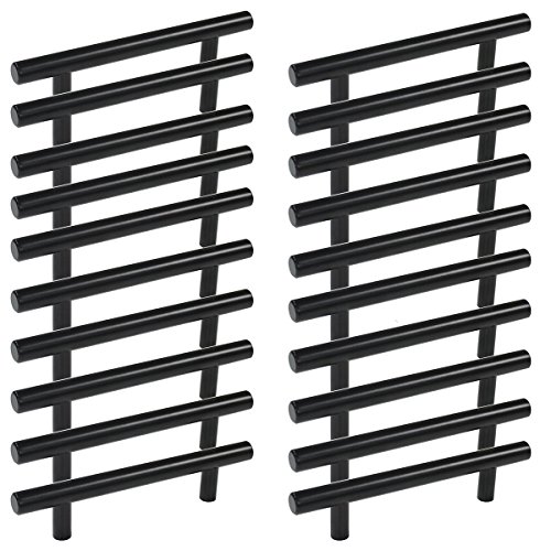 MARGUERASW 20pcs Poignee Meuble noir Poignée de Meuble Cuisine noir T Poignées Placard Tiroir Noir Entraxe 160mm