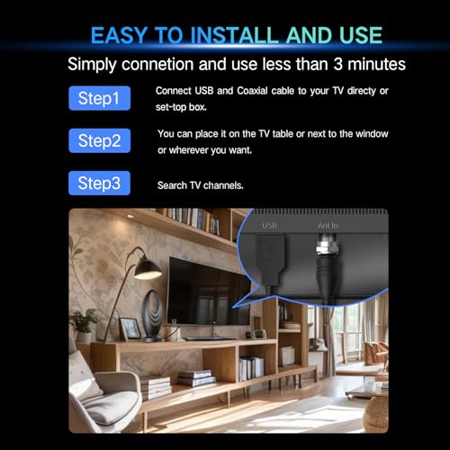 2026 TV Antenna for Smart TV and Old TV, 2200+ Miles Range HD Digital TV Antenna Indoor with 360° Signal Strongest Booster, Supports Local Channels 1080P 4K Reception for Home, RV, Camping (33ft) by JoyfulPaws - Used condition - Image 4