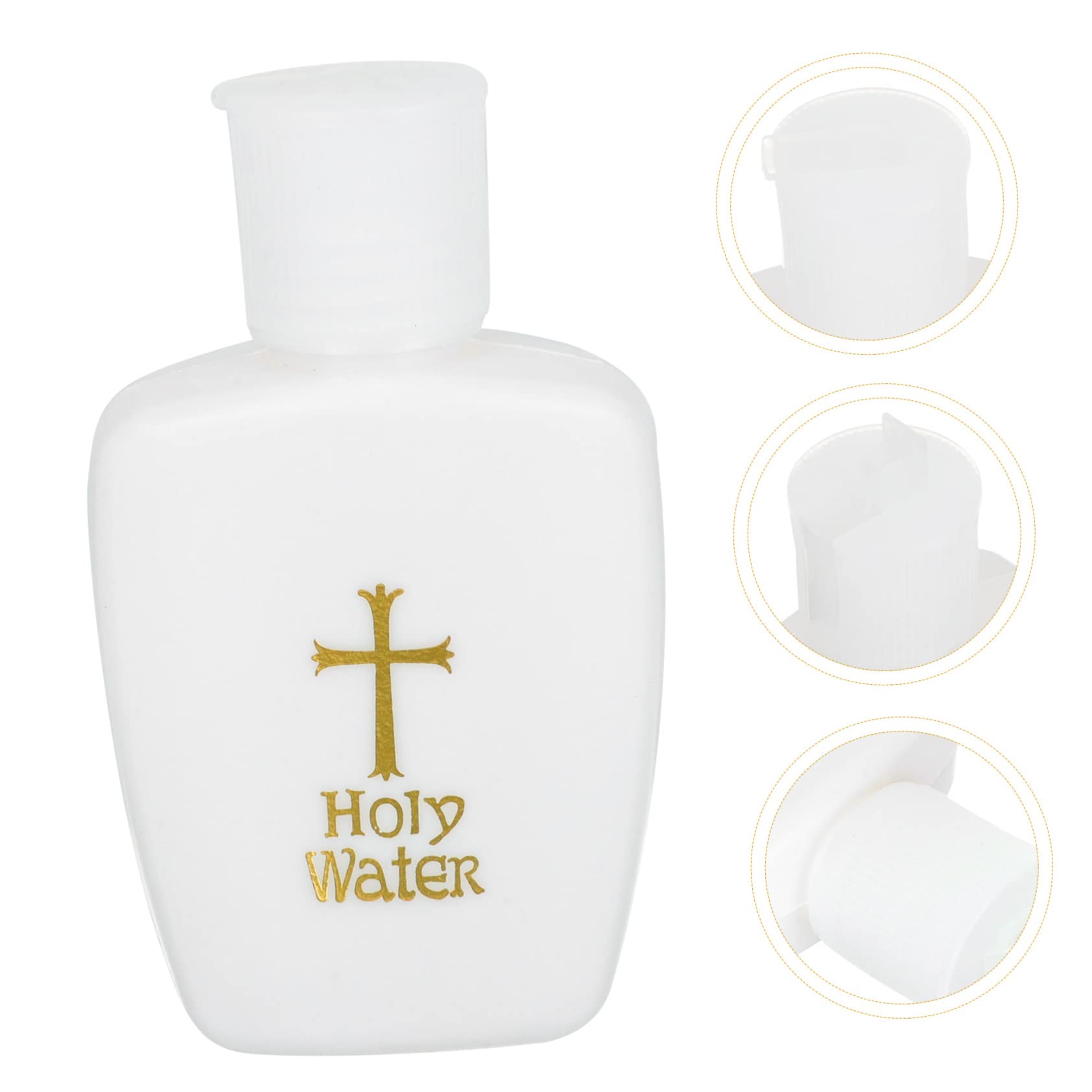 Lot De 4 Bouteilles D'Eau Bénite Catholique Avec Croix Dorée - Flacons Portables En Plastique Pour Voyage, Église, Mariage Ou Pâques