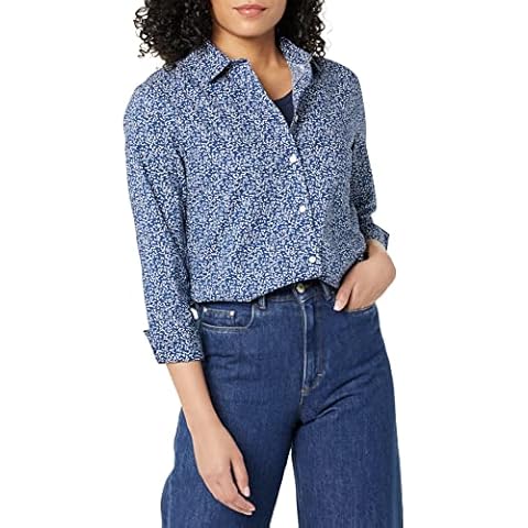 Amazon Essentials Camisa de Popelín de Manga 3/4 de Ajuste Clásico Mujer Cover