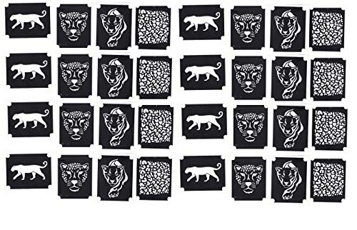 Leopard Collection (32 Leopard Glitter Tattoo Stencils)