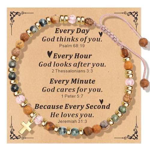 TAGOMEI Christian Gifts for Women Cross Bracelet Birthday Gifts for Women Religious Bracelets Bible Verse Faith Jesus Bracelets Christmas Gift Stocking Stuffers for Teens Girls Handmade Beaded Jewelry