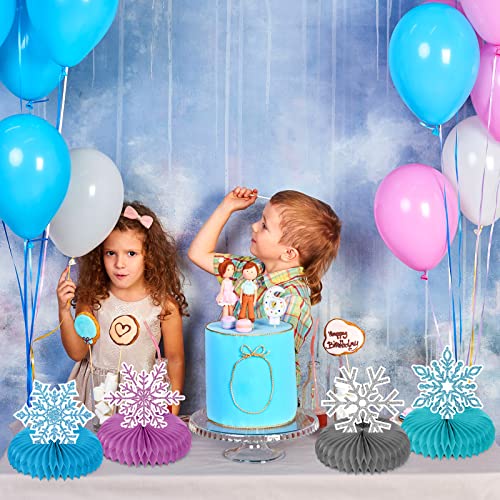 10 Pieces Snowflake Honeycomb Centerpieces Blue Pink White Freeze Winter Table Decorations Snowflake Party Table Toppers For Winter Christmas Holiday Freeze Theme Party Supplies, 5.9 X 5.9 Inches #TOP5