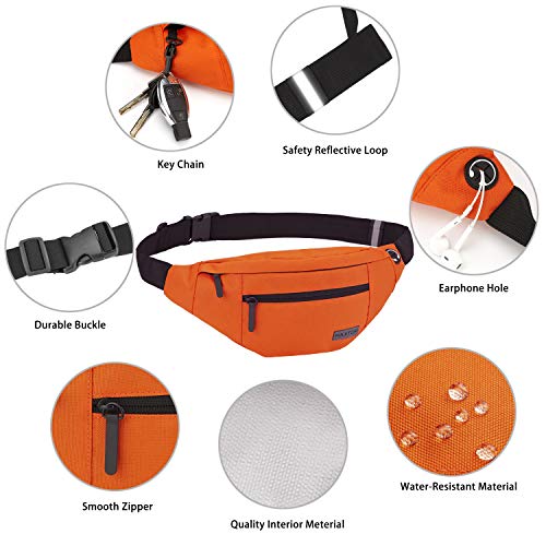 MAXTOP Bauchtasche Gürteltasche für Damen und Herren Hüfttasche Outdoor Groß Handytasche Sport Wasserdicht Laufgürtel Umhängetasche Geldgürtel für Camping Wandern Fitness Fahrrad Geschenke Orange-l